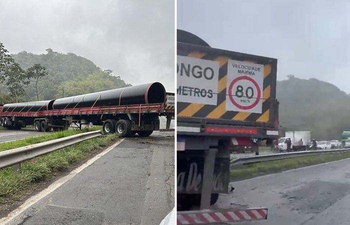 Acidente com carreta deixa BR-324 novamente congestionada