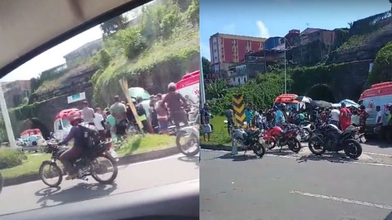 Criança de 10 anos sem capacete sofre acidente de moto em Salvador