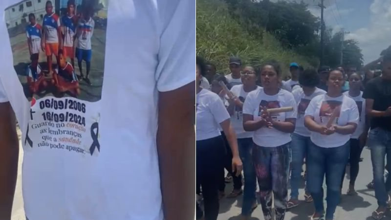 TRISTE familiares de jovem morto na Lagoa da Paixão fazem caminhada após enterro