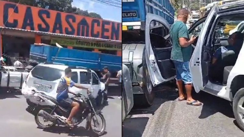 Grave acidente deixa feridos após carros baterem em caminhão estacionado na Suburbana