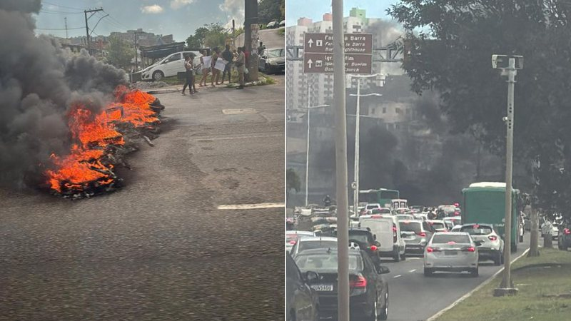 Manifestação fecha pista e causa transtornos na avenida Bonocô