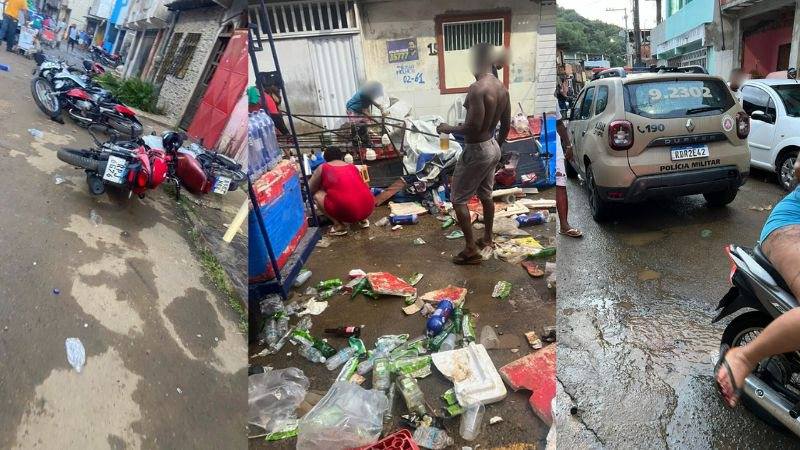 Sangue, motos caídas, tiros e lixo: Arraial do Retiro tem cenário de ‘zona de guerra’ após festa paredão