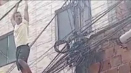 Salvador; homem se joga de cima de fios de eletricidade e samu presta atendimento