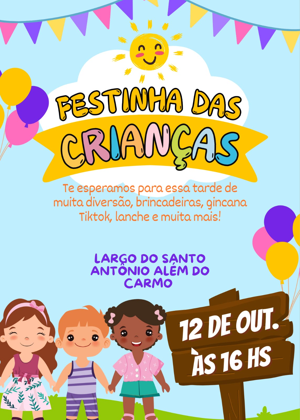 Dia das Crianças; programação especial promete animar criançada no Santo Antônio Além do Carmo