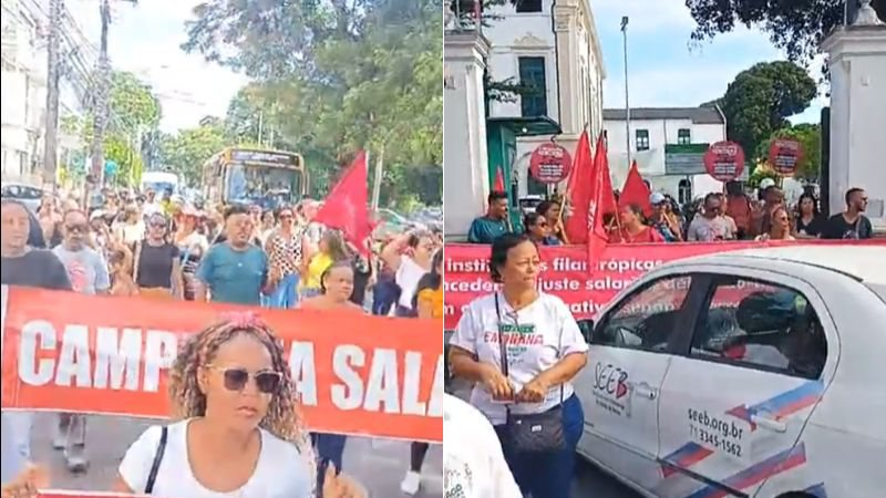 Profissionais da saúde decretam greve e fazem manifestação em frente a Hospital Santa Isabel; assista