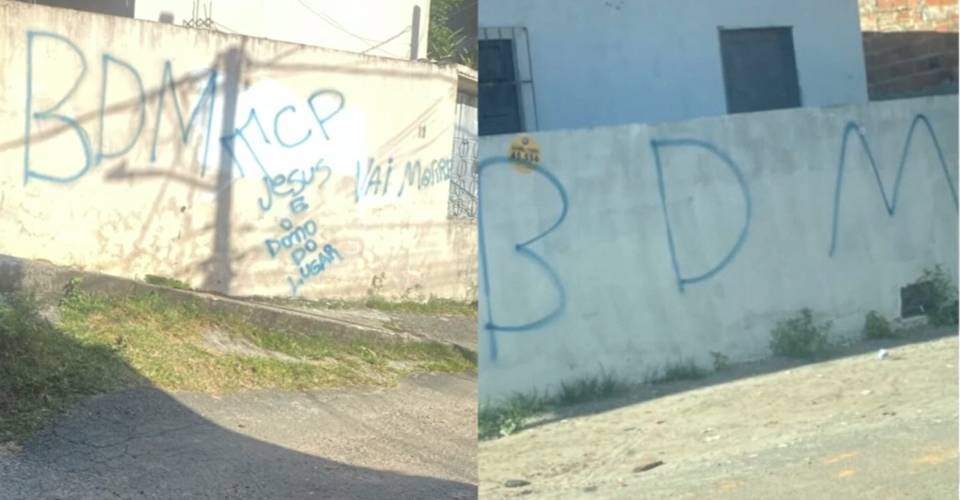 BDM invade Itapuã e picha sigla em paredes de residências e de unidade de saúde