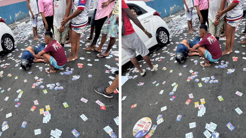 Excesso de “santinhos” nas ruas causa acidente com motociclista em Lauro de Freitas